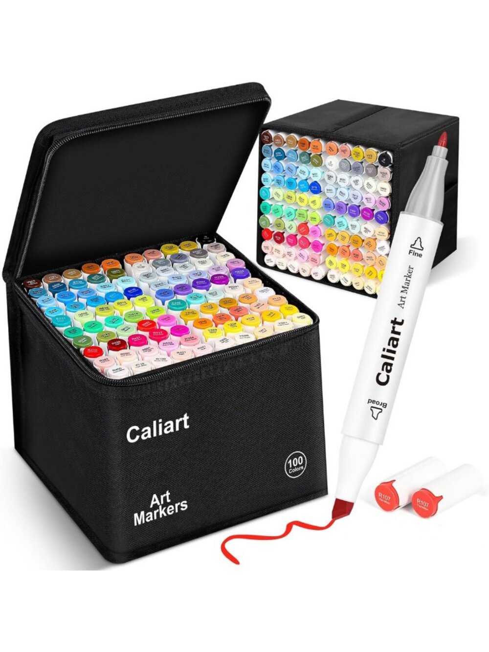 Vibrant Dual Tip Alcohol Markers Set - 100 Colors Fine & Chisel Art Pens